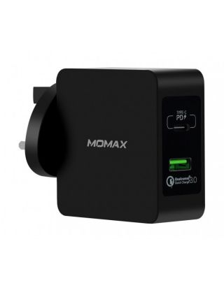MOMAX 48W ONEPlug 2 ports Fast Charging Adaptor - Black