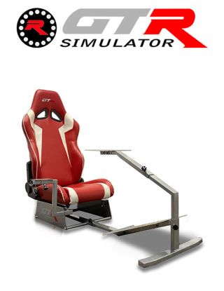 GTR Simulator Touring Model Simulator with Silver Frame and Adjustable Leatherette Racing Seat - Red/White (32981)