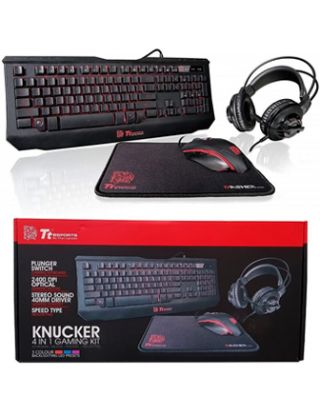 Thermaltake Gaming Keyboard Mouse Headset Mouse Pad eSports Knucker 4 in 1 Combo