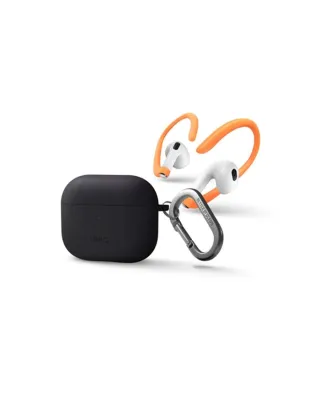 Uniq Nexo Active Hybrid Silicone Airpods 3rd Gen Case With Sports Ear Hooks Charcoal (Grey)-nexogry