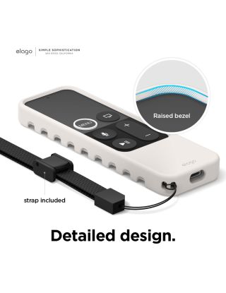 Elago R3 Protective Case for Apple TV Siri Remote - White Lanyard Included