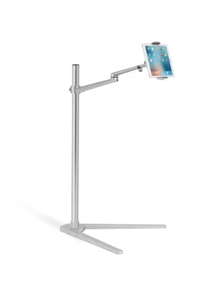 Smartphone And Tablet Floor Stand/holder For Upto 14" Ipad And Tablet - Silver