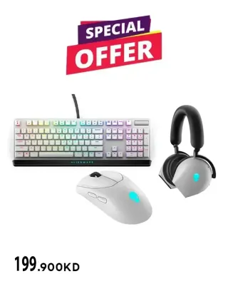 Dell Alienware ( Headset + Keyboard + Mouse ) 3 IN 1 Bundle Offer - White