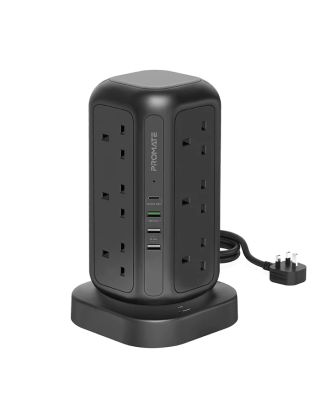 Promate PowerTower-3 16-in-1 Multi-Socket Surge Protected Power Tower