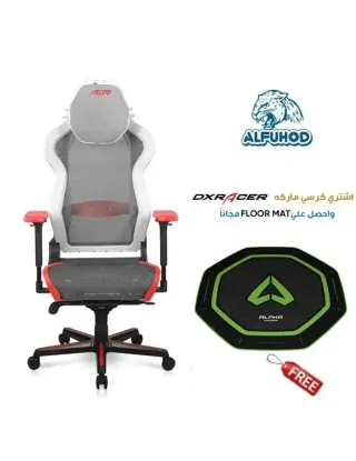 DXRacer Air Series Gaming Chair - White/Red/Black With Free Chair Floor Mat