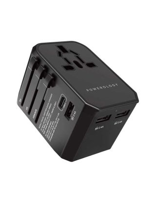 Powerology 2.4A PD 45W Universal Multi-Port Travel Charger - Black