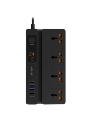 Porodo Multi-Function Power Socket - 3 USB-A and 1 USB-C PD 35W output - Black