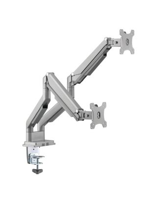 Gadgeton Dual Monitor Arm, Stand And Mount For Gaming And Office, 17" - 32", Each Arm Up To 9 KG, Silver