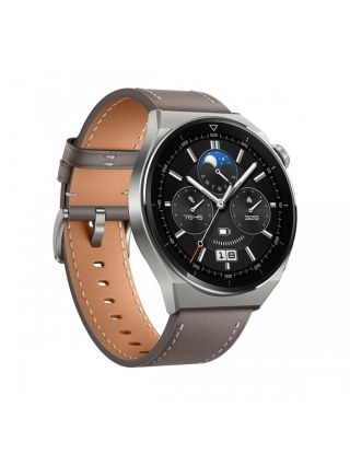 Huawei Watch GT3 Pro ODIN-B19V Smartwatch - Gray Leather Strap 46mm