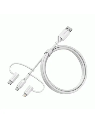 OtterBox 3 In 1 USB Cable USB A To Micro/Lightning/USB C Cable - White - 1m
