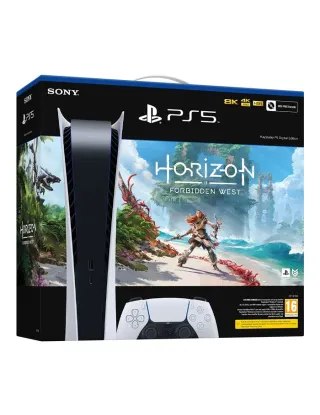 PS5 Playstation 5 Digital Console (4k 120 Hdr 8k) 825gbwith Horizen Forbidden West Vocuher (R2) - White