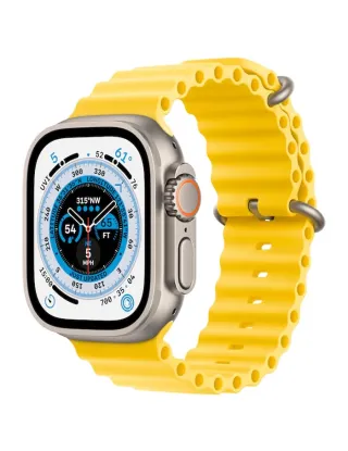 Apple Watch Ultra, 49mm, Titanium Case, Yellow Ocean Band, (GPS+Cellular) - One Size
