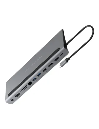 Powerology 11 in 1 Multi-Display USB-C Hub & Laptop Stand 100W - Grey
