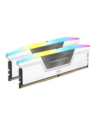Corsair VENGEANCE RGB 32GB (2x16GB) DDR5 DRAM 5200MHz C40 Memory Kit - White (CMH32GX5M2B5200C40W)
