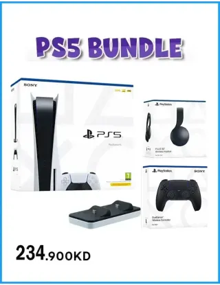 Sony PS5 Console (European CD Version) - R2 With (Controller Black + Wireless Headset Black + Dobe Charging Dock  ) Bundle Offer
