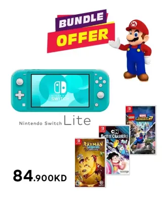 Nintendo Switch Lite - Turquoise White With (Three Games ) Bundle Offer