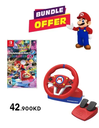 Hori Nintendo Switch Mario Kart Racing Wheel Pro With Mario Kart 8 Deluxe Game Bundle Offer