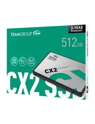 Team Group CX2 2.5" 512GB SATA III 3D NAND Internal SSD
