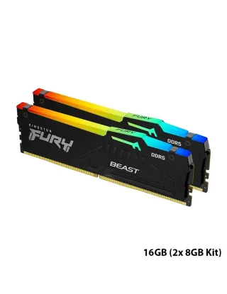 Kingston Fury Beast RGB 16GB (2x 8GB Kit) 5200MT/S DDR5 Desktop Memory - Intel XMP Certified