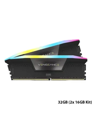 CORSAIR iCUE Vengeance RGB 32GB (2 x 16GB) DDR5 7200MHz C34 Memory - Black