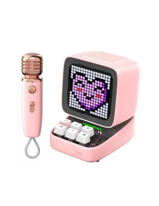 Divoom Ditoo-Mic Retro Pixel Art Portable Bluetooth Speaker With Microphone Karaoke Function - Pink