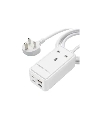Momax ONEPLUG 5 in 1 65W GaN Extension Cord with USB - 2m - White