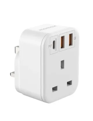 Momax - OnePlug 1-Outlet Extension Socket With USB - White