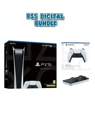 Sony PS5 Console (Digital Version) - R2 With DualSense Controller And Dobe Charging Dock  Bundle Offer