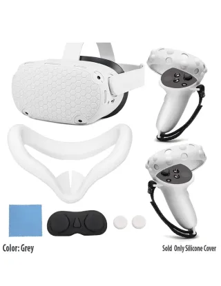 Oculus Quest 2 Silicone Cover Kit Set For Quest 2 Eye Mask Pad Controller Grips Cover Replacement - Grey
