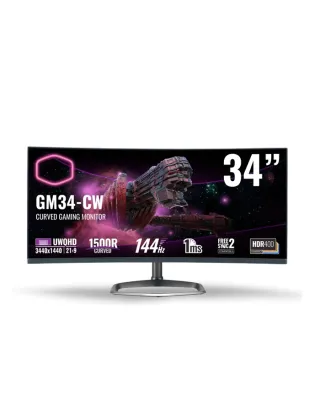Cooler Master Gm34-cw2 34 Inch Uwqhd 144hz Curved Gaming Monitor