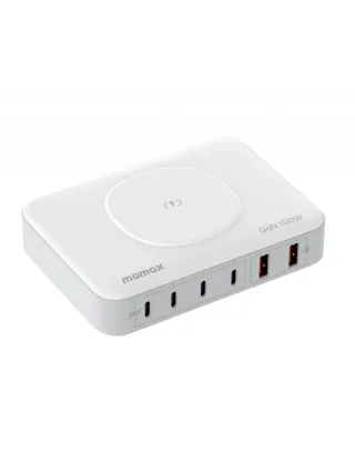 Momax - Oneplug Gan 100w 6-port Gan With Wireless Charging-white