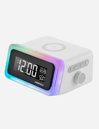 MOMAX Q.CLOCK2 DIGITAL CLOCK WITH WIRELESS CHARGER & SPEAKER - WHITE