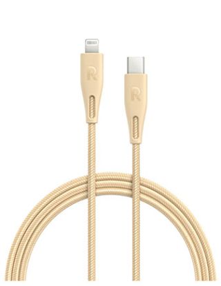 RAVPOWER CHARGE AND SYNC USB-C CABLE WITH LIGHTINING CONNECTOR 0.3M -GOLD