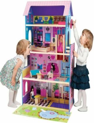 WOODEN DOLL HOUSE E ELEVATOR FURNIT