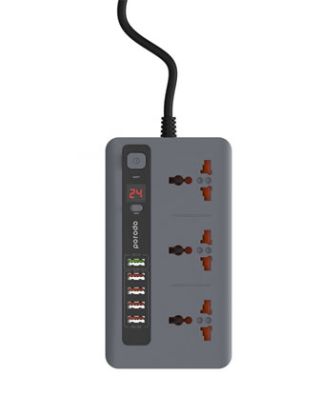 PORODO POWER SOCKET&USB HUB(QC3.0 X5USB) - GREY