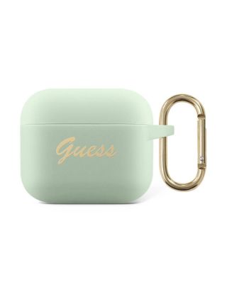 Guess Silicone Printed Script Case with Ring for Airpods 3 - Green
