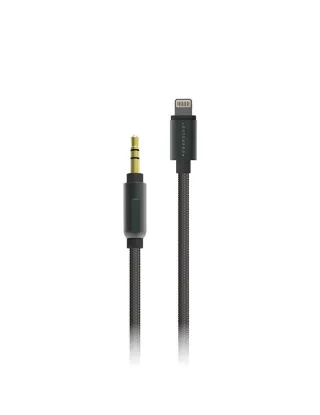Powerology Braided Lightning To 3.5mm Aux Cable - 1.2m / 4ft - Black