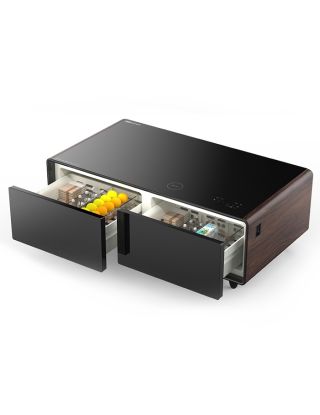 Centracool Coffee Table Pro (Large) - Brown with Black Wheels Set And LED Light Strip.