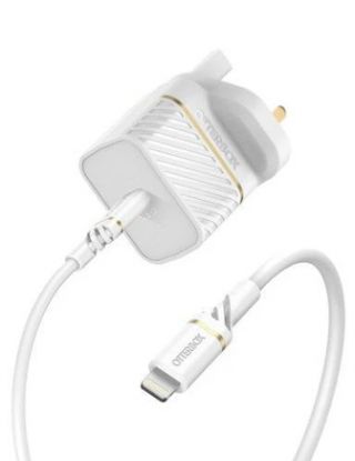 OTTERBOX WALL CHARGING KIT WALL CHARGER + LIGHTNING TO USB-C CABLE - WHITE
