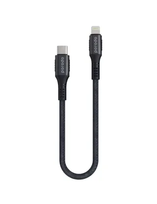 Porodo Braided & Aluminum Type-C to Lightning PD Cable 3A - 0.25M Black