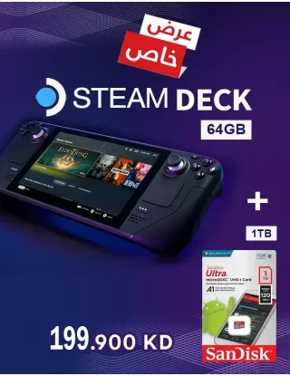 Valve Steam Deck - 64 GB Handheld Console With SanDisk Ultra 1TB Memory card bundle Offer
