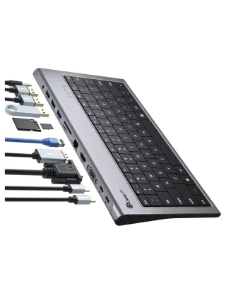 Gear It 12-in-1 USB-C Keyboard Hub (Mac, ios, windows) Supported - Black