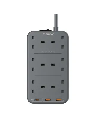 Momax ONEPLUG 6-OutLet Power Strip With USB (US12UK) - Space Grey