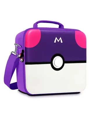 N.Switch OLED Deluxe Protective Hard Shell Carry Bag Carrying Case - All-in-ONE - Pokemon Ball - Wht & Purple