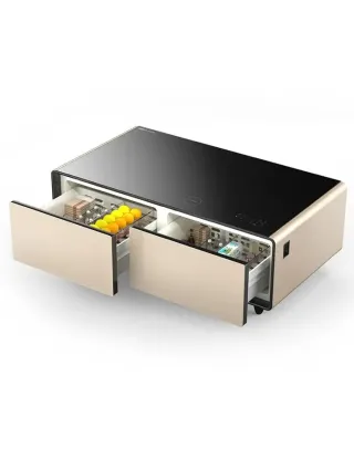 Centracool Coffee Table Pro (Large) - Gold  with Creamy Wheels Set And LED Light Strip.