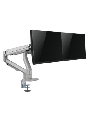 Gadgeton Dual Monitor Arm, Stand And Mount For Gaming And Office, 17" - 32", Each Arm Up To 9 KG, Silver