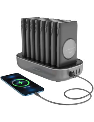 Powerology 8 in 1 Wireless Power Bank Station 10000mAh with Built-In Cable ( Lightning & Type-C ) PD 20W - Black