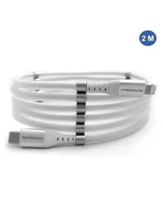 SuperCalla Magnetic USB-C to Lightning Cable 2m - White