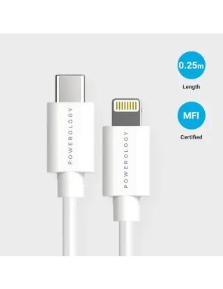 Powerology USB-C to Lightning Cable 0.25m - White