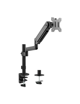 GAMEON GO-3363 Pole-Mounted Gas Spring Single Monitor Arm -  17" - 32", Each Arm Up To 9 KG, Black